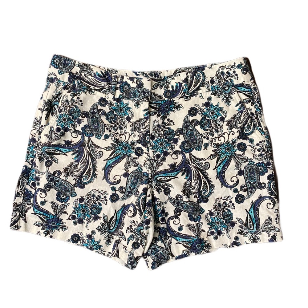 LOFT Linen Paisley highrise Shorts size 6